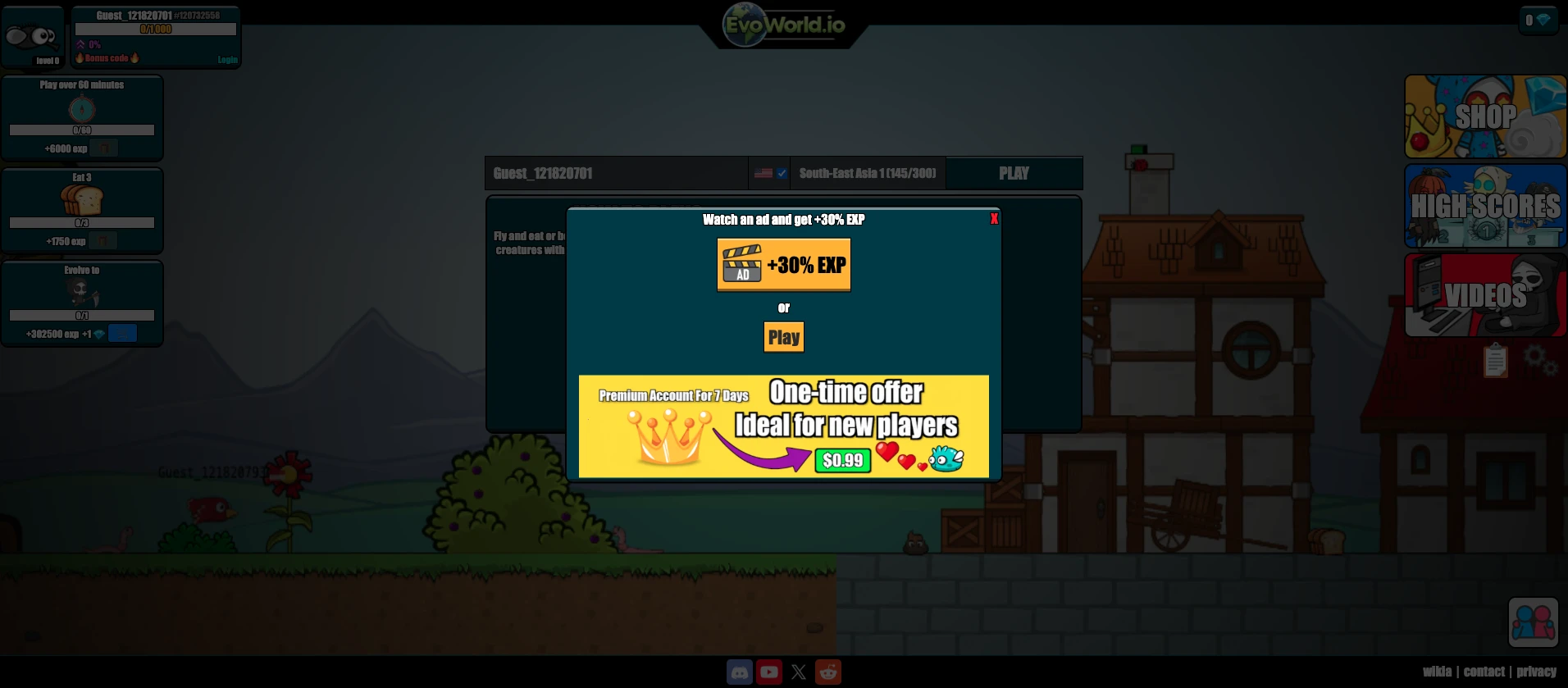 EvoWorld.io em português — ingame view